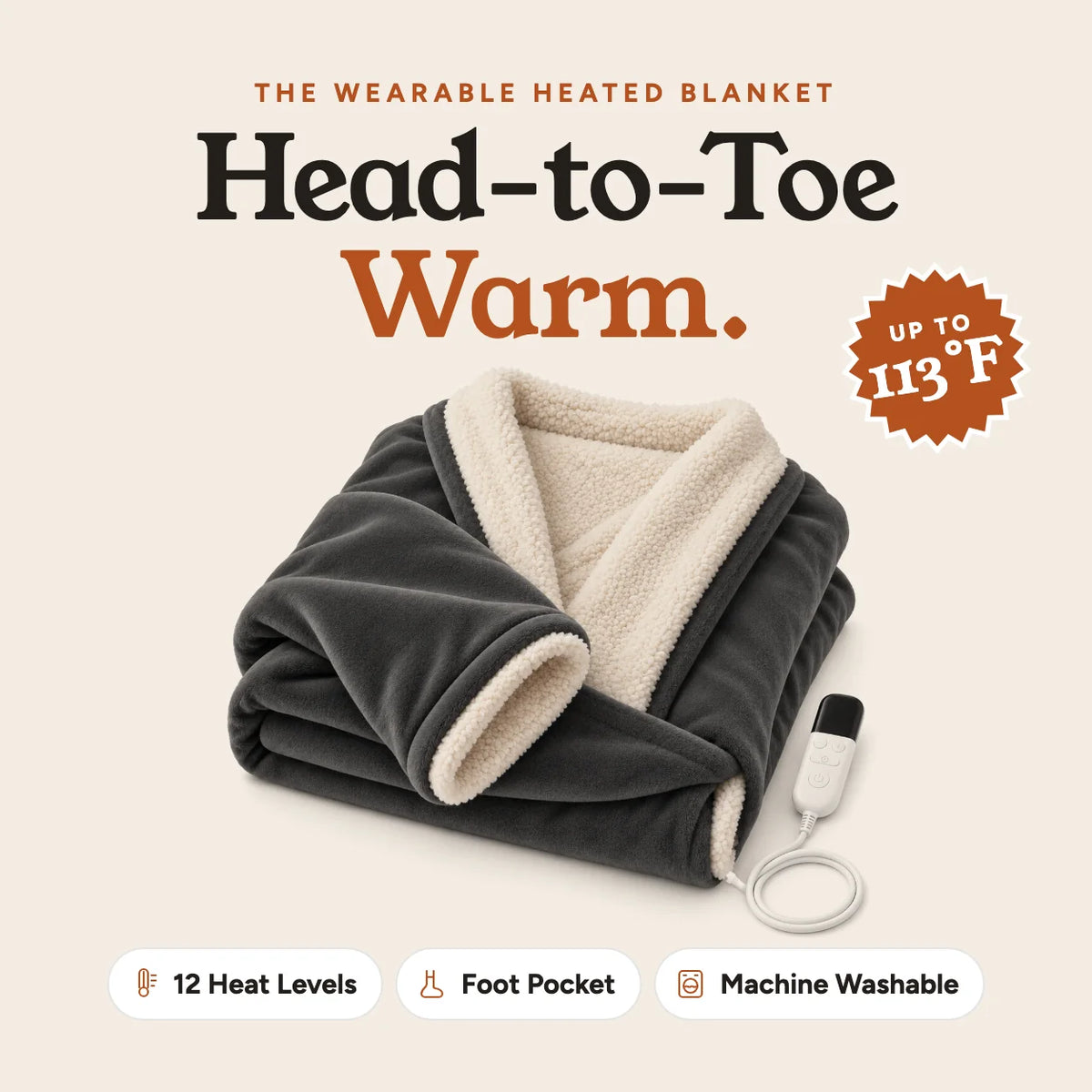 Ulvana Multifunctional Wearable Heated Blanket with Sleeves